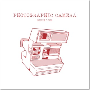 PHOTOGRAPHIC CAMERA red lineart version Posters and Art